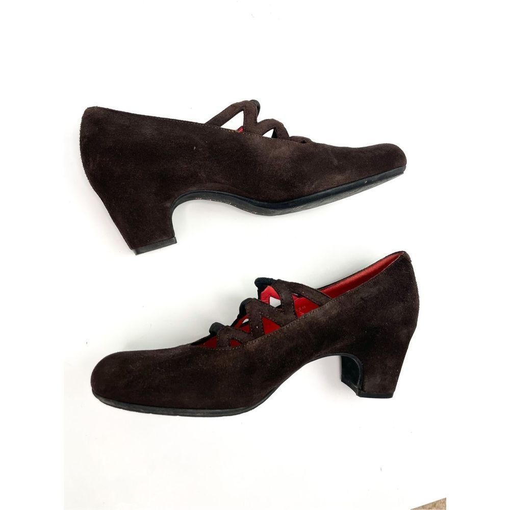 Pas de Rouge Black Suede Heels with Red Interior - Picture 3 of 5
